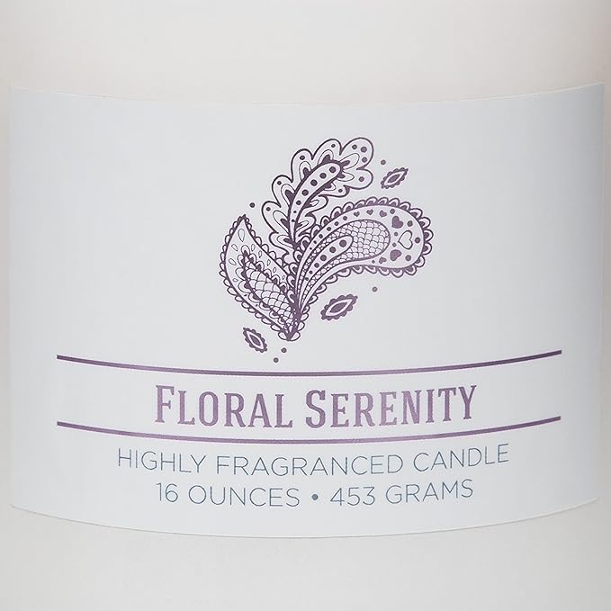Carolina Floral Serenity Scented Candle, 16 oz Wellness Relaxing Aromatherapy Candle, 2 Wick White Jar Soy Blend Wax, Candles for Home, 60H Burn - Made in The USA