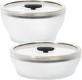 Anyday 4-Pc Microwave Cookware & Glass Food Storage Set with Glass Lids | Large Plastic-Free Containers | Stackable Steamer with Vented Lid for Microwave-Safe Reheating & Steaming Vegetables, Rice
