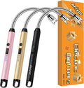 3 Pack Electric Lighter with 360° Flexible Neck & LED Display, Birthday Gifts for Women Mom Men Wife, Rechargeable USB Arc Long Candle Lighters for Candle Camping BBQ