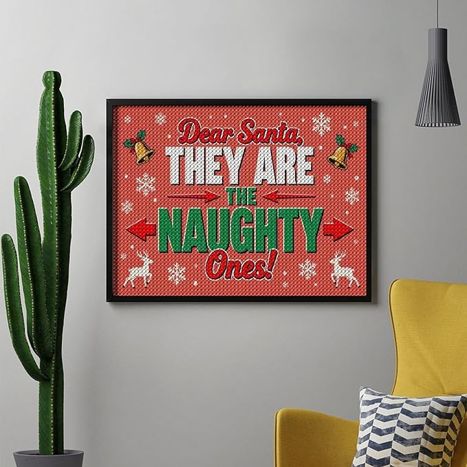 AIVKIEJK Diamond Painting Kits for Adults - Christmas Dear Santa, They are The Naughty Ones Painting DIY 5D Full Drill Diamond Dots Paintings with Diamonds Gem Art and Crafts Home Decor 12"x16"
