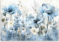Soft Blue Watercolor Wildflowers Bouquet Paint by Numbers for Adults, Minimalist Floral DIY Painting Kit, Elegant Home Decor 24 Colors 20x24 inch Framed
