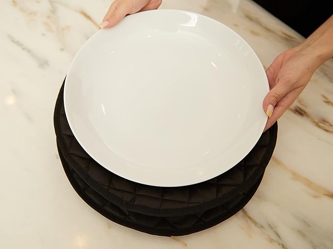 Covermates Keepsakes Quilted Dish Dividers – Set of Padded Plate Protectors for China & Dinnerware Storage, Scratch Protection, Machine Washable, Black