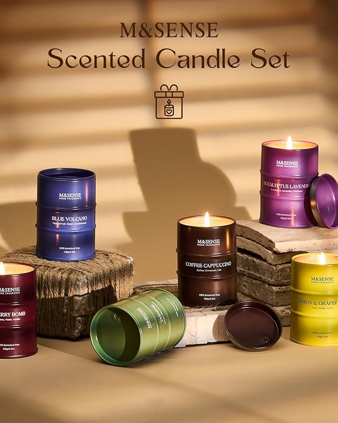 Valentine Candles,Holiday Candle Gift Set|Spring Scented Candles Set|6 Pack Candles for Home Scented,Lemon Grapefruit Eucalyptus Lavender Jasmine Coffee Cherry Candle,Gift Set for Women,Soy Wax 21 oz