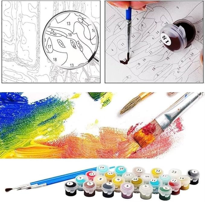 Paint by Numbers Kit for Adults Leopard Painting by Numbers Moon DIY Kits for Adults Canvas Oil Painting Crafts, Hobbies for Women Beginner for Home Wall Decor Art Gifts Without Frame 24x48Inch H-T457
