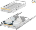 iPEGTOP 2 Pack Pull Out Cabinet Drawer Shelf Organizer, Extendable Sliding Slide Out Pantry Shelves Storage Heavy Duty for Kitchen Cabinets Under Sink, Adjustable Width 12.1~18.4" W x 22.4" D