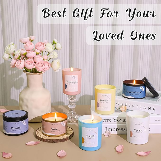 SUPMIND Candle Making Kit for Adults - Candle Making Supplies for Candle Making Starter Kits with Soy Wax, Big 7oz Jars & Tins, 7 Pleasant Scents, Color Dyes & More - Perfect for Home Decorations