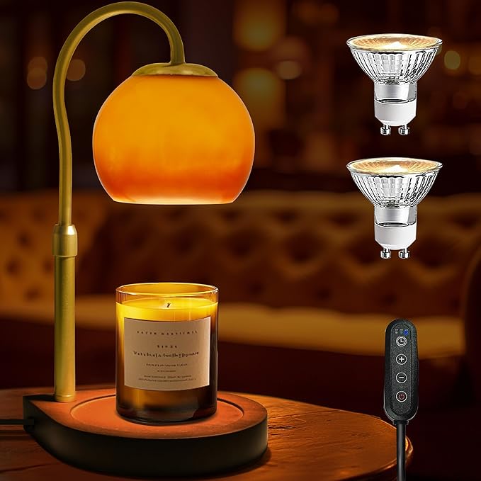 Candle Warmer Lamp with Timer 2H/4H/8H, Adjustable Height Dimmable Candle Lamp with 2 Bulbs, Wax Melt Warmer for Jar Candles, House Warming, Home Decor, Christmas Gift for Women, Mom(Sunset)