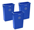Alpine Commercial Slim Trash Can 23 Gallon - Set of 3 Tall Blue Recycle Bin – Space-Saving, Leakproof Plastic Waste Receptacles for Office, Janitorial & Public Use
