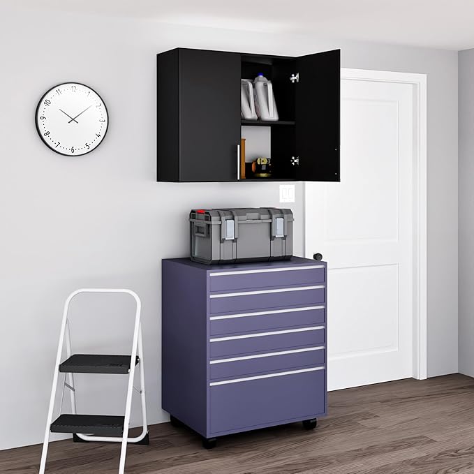 Prepac Elite 32" Wall Cabinet, Black Storage Cabinet with 1 Adjustable Shelf for Kitchen, Bathroom, 12" D x 32" W x 30" H, BEW-3230
