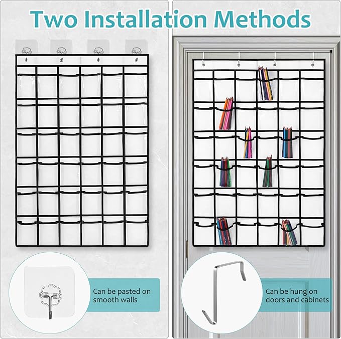CHILDWEET Hanging Organizer Pockets Over The Door Organizer Cell Phone Holder Large Capacity PVC Storage Pocket Chart