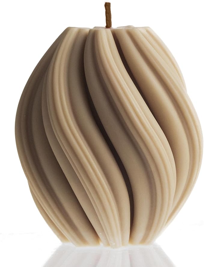 LAWA Swirl Candle - Beautiful Handmade Pillar Scented Soy Wax Twirl Elegant Bubble Aesthetic Candle Housewarming Gift Home Room Shelf Decor Idea Spiral Sandstone (Small)