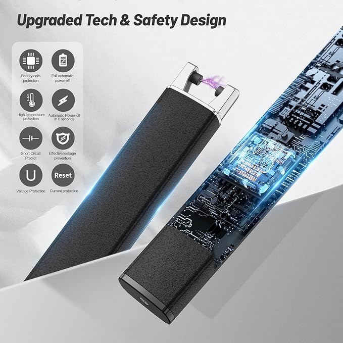 VEHHE Candle Lighter, Windproof Pulse Electric Lighter with Anti-False-Touch Lock and Led Display, Lighters for Candle BBQ Camping Festivals-Black