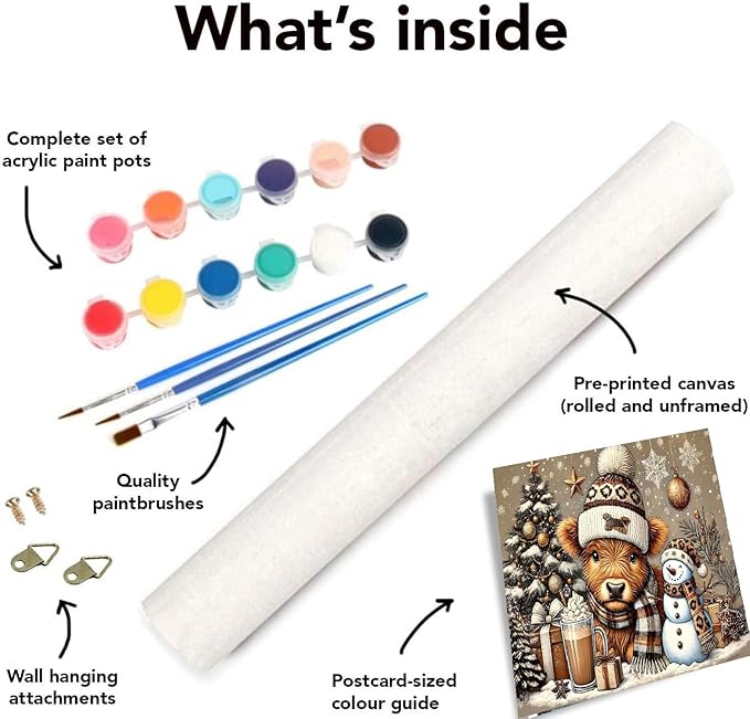 2 pack Christmas Paint by Numbers Kit for Adults Beginner with Framed,Snowman Easy Adult Paint by Number Kits on Canvas DIY Painting for Beginners Art by Numbers for Home Wall Decor 10x12 Inch
