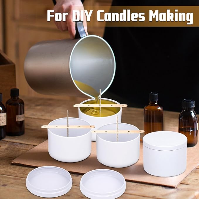 12-Pack Candle Jars, 4oz Candle Tins with Lids, Empty Metal Candle Jars for Making Candles Bulk Candle Containers - Full White