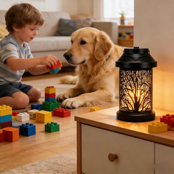 Candle Warmer Lamp - Vintage Candle Warmer Lantern with Timer & Dimming Function, Electric Candle Lamp Warmer Home Bedroom Decor Wax Melt Warmer Birthday Gifts for Women Mom (2 Bulbs Included)