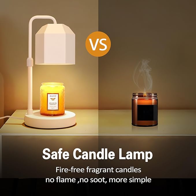 XJZJY Candle Warmer Lamp with Timer Dimmer,Adjustable Height Candle Warmer,Candle lamp for Scented Wax Jar Candles,Gifts for Mom Women, House Warming Gifts for New Home Bedroom Decor,White