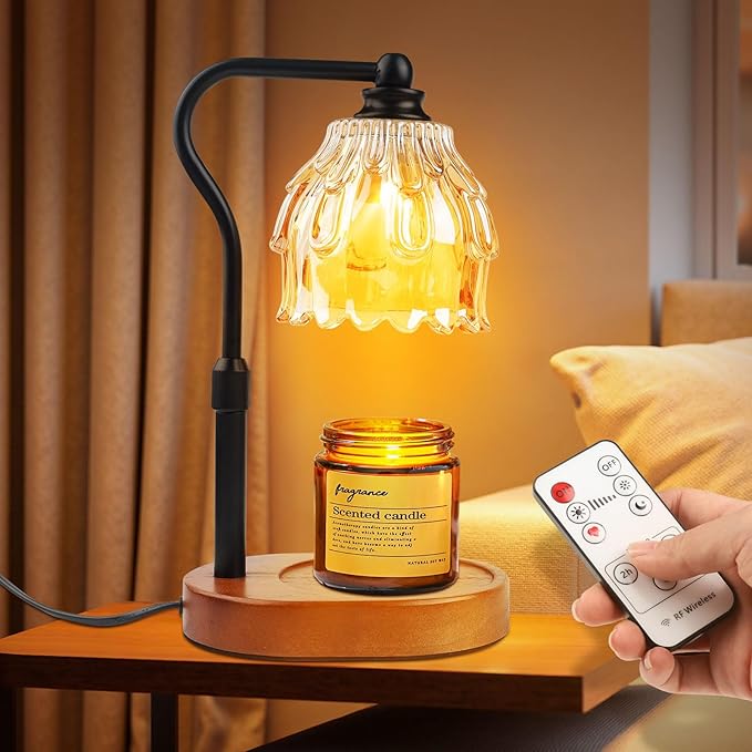 Candle Warmer Lamp with Timer and Wireless Remote Control, Dimmable Candle Warmer for Jar Candles, Height Adjustable Wax Melts Warmer, House Warming Gifts New Home Decor, Gifts for Women Mom(2 Pack)