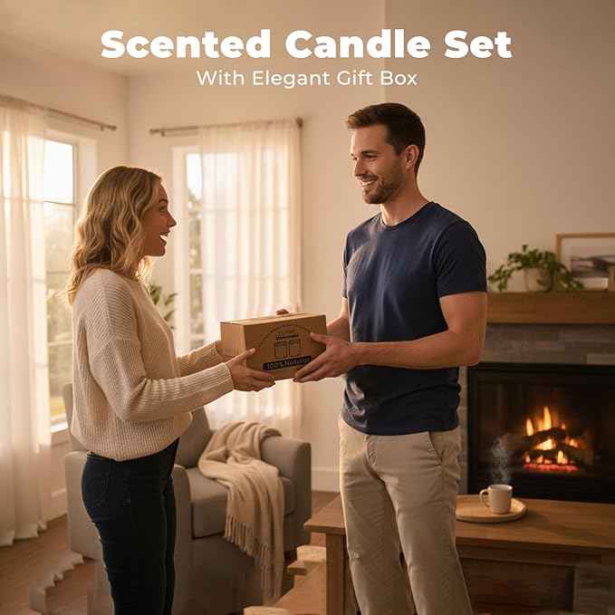 Candles for Home Scented 2 Pack, Vanilla Scented Candle with Dried Flowers, Coconut Vanilla Soy Candles with Crystals, Candle Set for Creating a Relaxing Ambiance