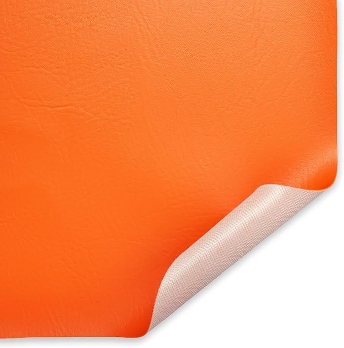Ottertex Marine Vinyl Fabric Polyester Backing Waterproof Abrasion UV Resistant Heavy Duty Outdoor Marine PVC for Sewing & Upholstery - Orange (5 Yards)