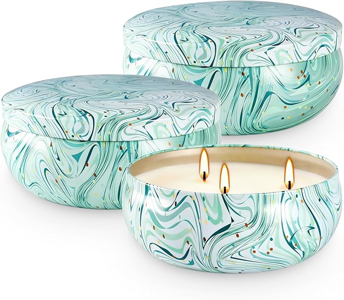 Citronella Candles Outdoor, 3 Pack 12oz Large Citronella Candle 3-Wick Natural Soy Wax Summer Candle Set 240 Hours Long Lasting Burning Huge Scented Outdoor Indoor Candles (Green)