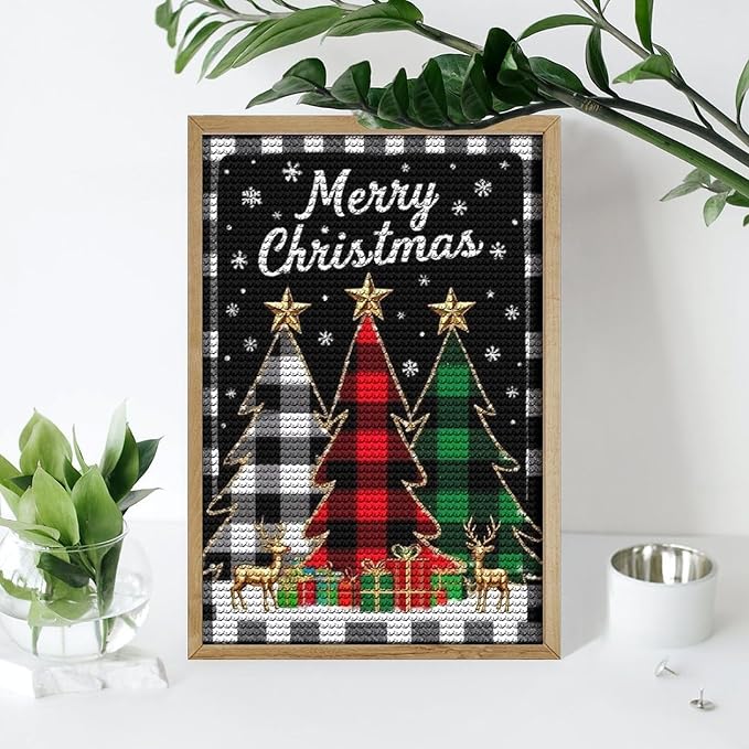 AIVKIEJK Diamond Painting Kits for Adults - Merry Christmas Tree Holiday Painting DIY 5D Full Drill Diamond Dots Paintings with Diamonds Gem Art and Crafts Home Decor 8"x12"