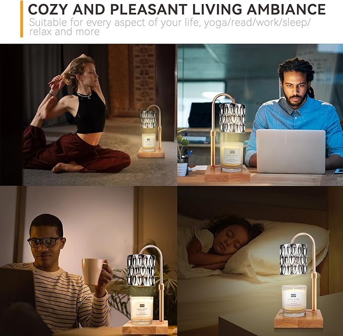 TOACSUCP Candle Warmer Lamp with 3 Bulbs, Adjustable Height Dimmable Candle Warmer with Timer, Compatible with Large Jar Candles, Candle Lamp with Charming Gift Box Ribbon for Her/Him