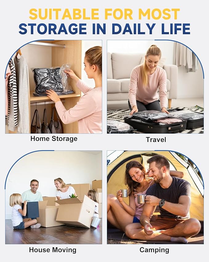 Vacuum Storage Bags with Electric Pump, Jumbo Space Saver Vacuum Seal Bags for Clothes, Blankets and Bedding, Storage Bags Vacuum Sealed with Extra Large Compression Design (Jet)