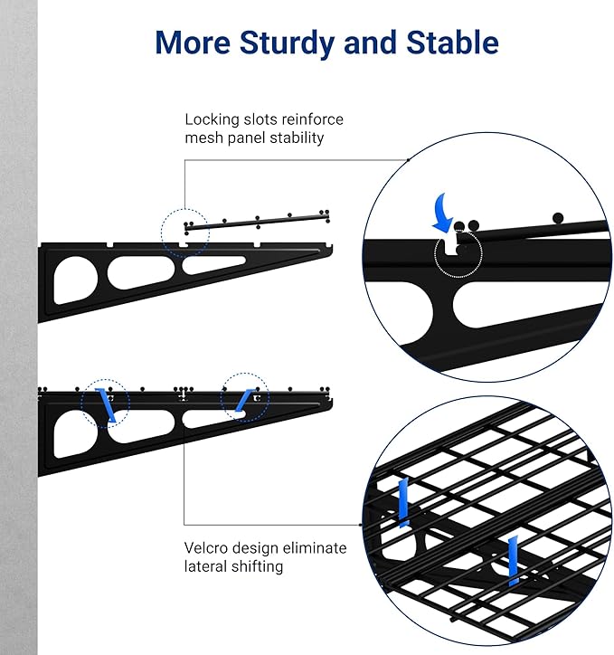 FLEXIMOUNTS 4-Pack 2x4ft 24-inch-by-48-inch Wall Shelf Garage Storage Rack Wall Mounted Floating Shelves, Total 1200lbs Capacity, Black, Classic Series