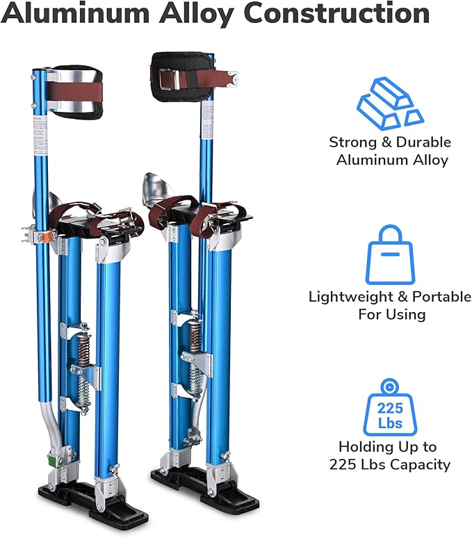 Yescom Drywall Stilts 24" - 40" Adjustable Aluminum Painting Tool with Extra Pair of Upgraded Stilt Straps Padded Leg Bands for Secure Fit & All-day Comfort