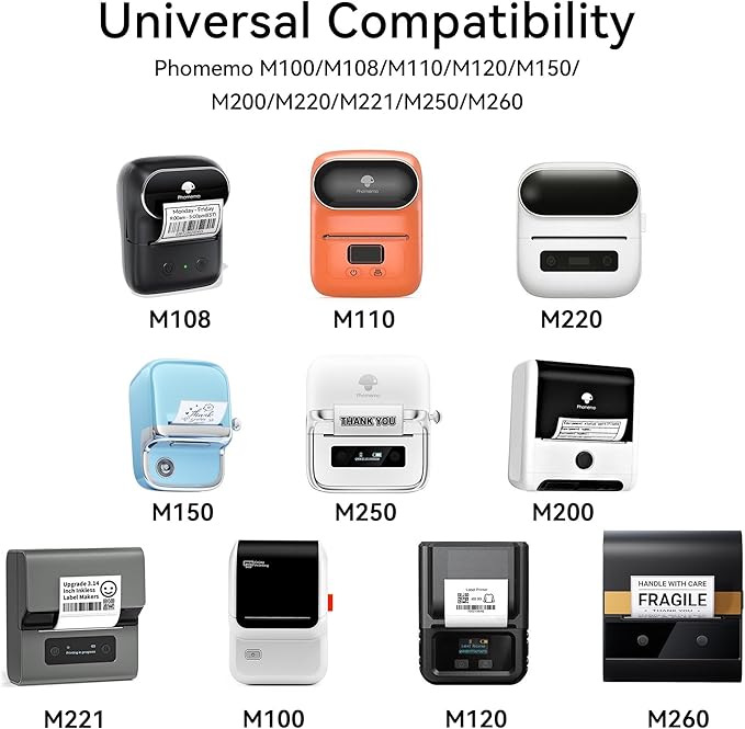 Phomemo M110 Label Printer Paper, White Self-Adhesive Thermal Paper, Compatible with M110 M120 M200 M220 M221 M150 M250 M260 M108 M100 Label Printer, 1.18" x 0.79" (30x20mm), 320 Labels/Roll
