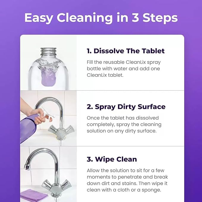All In One Clean Spray Cleaner for Ovens, All Purpose Cleaning Spray with Concentrated Cleaning Tablets, Cleaners for Instant Stain Removal, Multi-Surface for Bathroom, Kitchen(1 Bottle+30 Tablet)