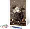 NAIMOER Birds Flowers Paint by Numbers Kits for Adults Beginner with Wooden Framed, Color by Numbers on Canvas Painting Kits for Adults, Easy Paint DIY Acrylic for Home Wall Decor 8X12 Inch