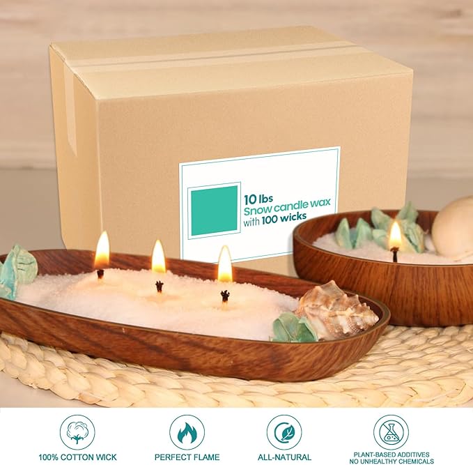 CLTNIKET 10LB Natural Pearled Candle Making Kit with 100 Cotton Wicks, Reusable and Refillable Pearled Candles for DIY Sand Candle Making