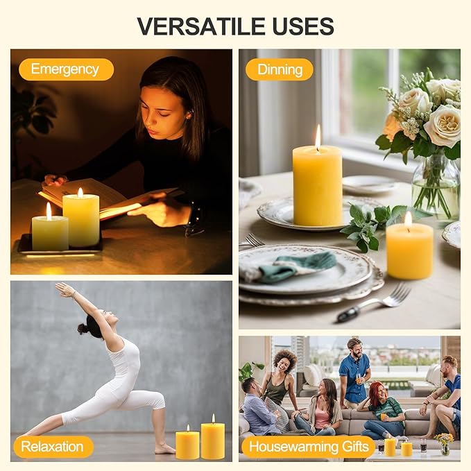 Beeswax Pillar Candles, 2 Pack Natural Pure Bees Wax Candles for Home, Mothers Day Gifts, 180 Hours Long Burning Emergency Candle, Large 3"x5" Unscented Candles for Wedding Christmas Valentines Day