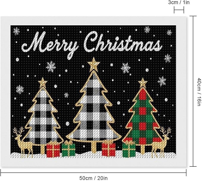 AIVKIEJK Diamond Painting Kits for Adults - Merry Christmas Tree Holiday Painting DIY 5D Full Drill Diamond Dots Paintings with Diamonds Gem Art and Crafts Home Decor 16"x20"