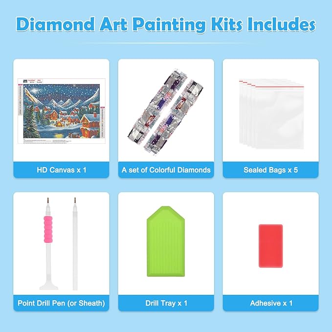 MOGTAA Christmas Snowman Diamond Art Kits for Adults, 5D Full Drill Winter Diamond Painting Kits for Adults Beginner, DIY Round Diamond Dots for Adults, Gem Art for Home Wall Decor 12 X 16 Inch