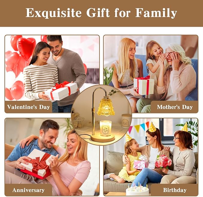 GEEZO Fragrance Candle Warmer Lamp，Electric Candle Warmer with Timer & Dimmer，Mom Christmas Birthday Gifts for Women, House Warming Gifts New Home Bedroom Decor