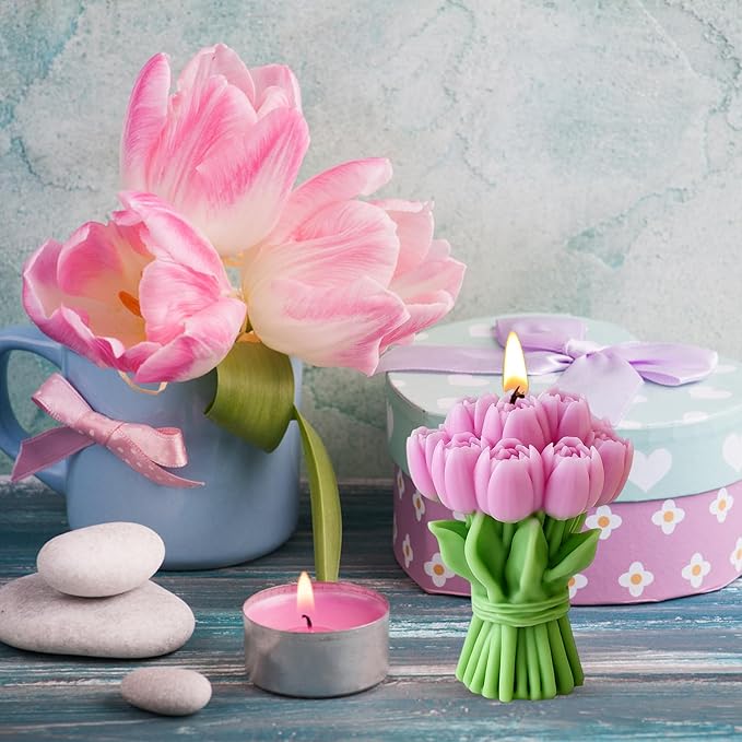 Tulip Candle Silicone Molds Resin Casting Mould for DIY Flower Shaped Candles Polymer Clay Craft Plaster Home Decoration