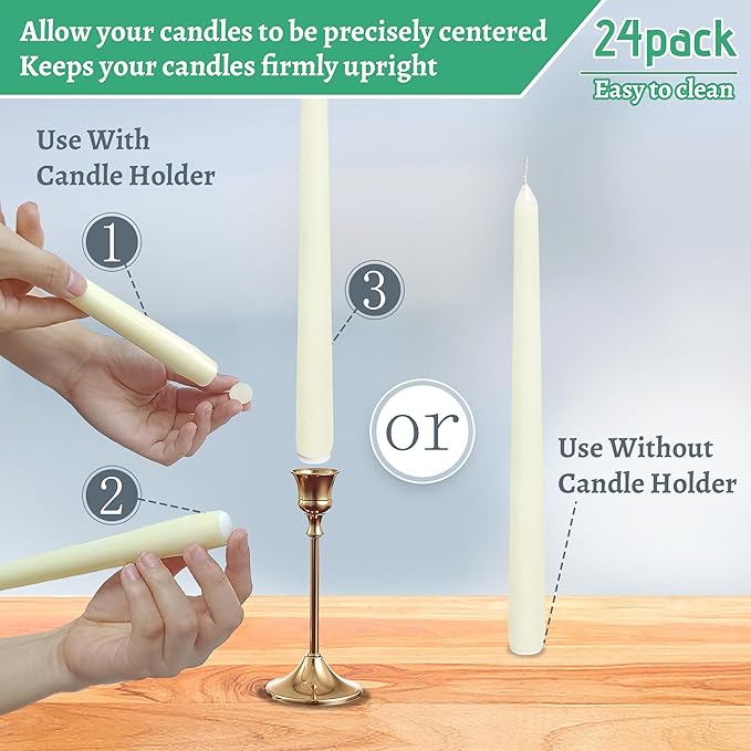 Candle Sticky Dots - White Wax Dots Taper Candles Adapter Soft Wax Candle Accessories for Secure Candle Placement - (1 Pack,24 Dots)