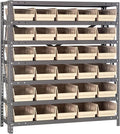 Quantum Storage Systems 1239-102IV Steel Shelving Unit with 4" Shelf Bins, 12" D x 36" W x 39" H, Ivory
