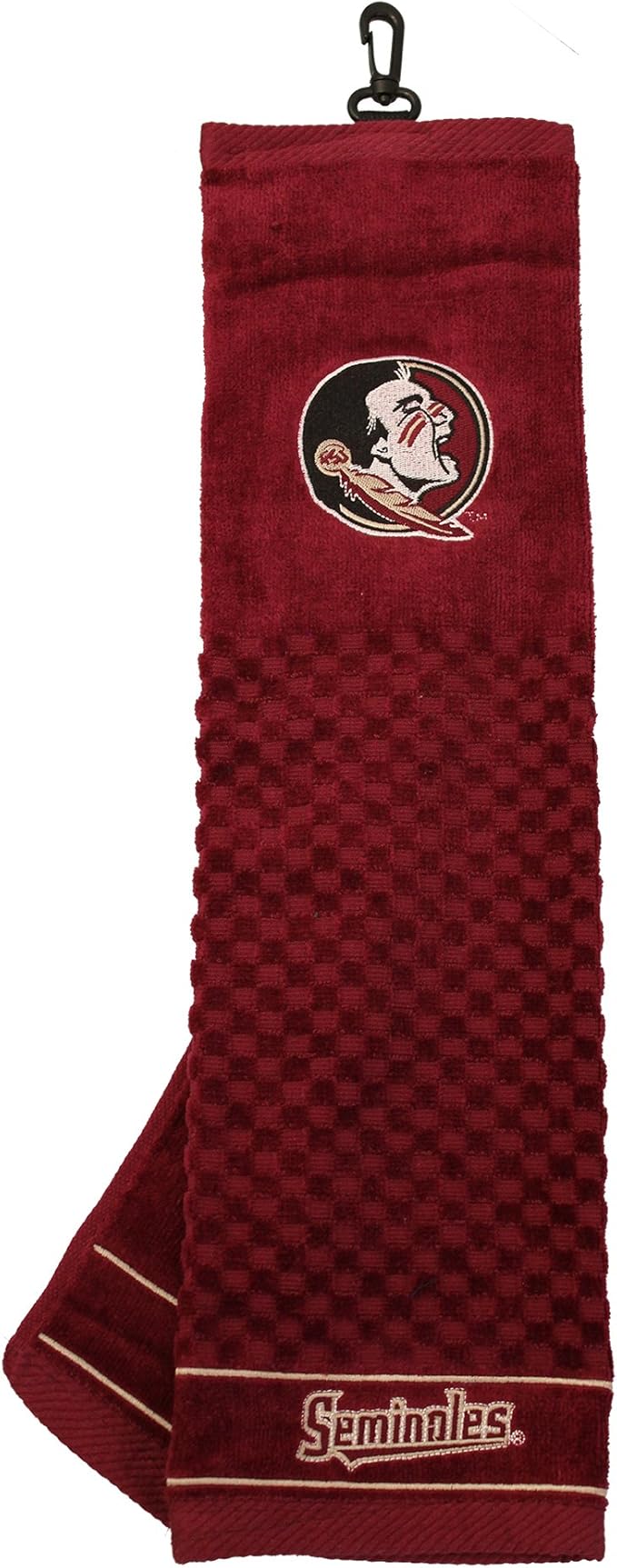 Team Golf NCAA Florida State Seminoles Embroidered Golf Towel Embroidered Golf Towel, Checkered Scrubber Design, Embroidered Logo