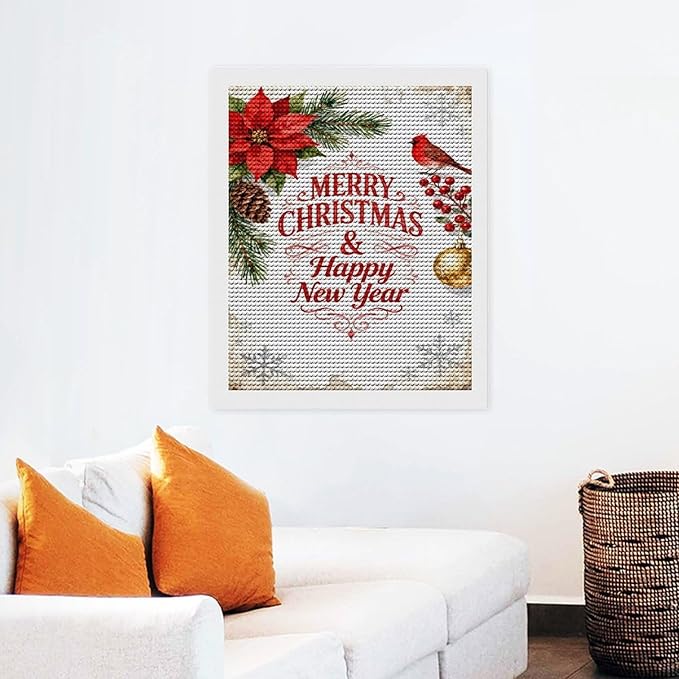 AIVKIEJK Diamond Painting Kits for Adults - Merry Christmas & Happy New Year Painting DIY 5D Full Drill Diamond Dots Paintings with Diamonds Gem Art and Crafts Home Decor 16"x20"