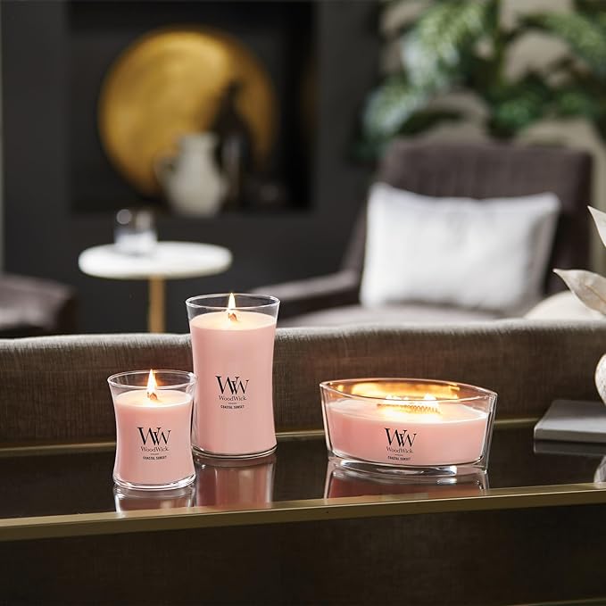 WoodWick Coastal Sunset Gifts for Women and Men, 16 oz Ellipse Candle with Crackling Wick
