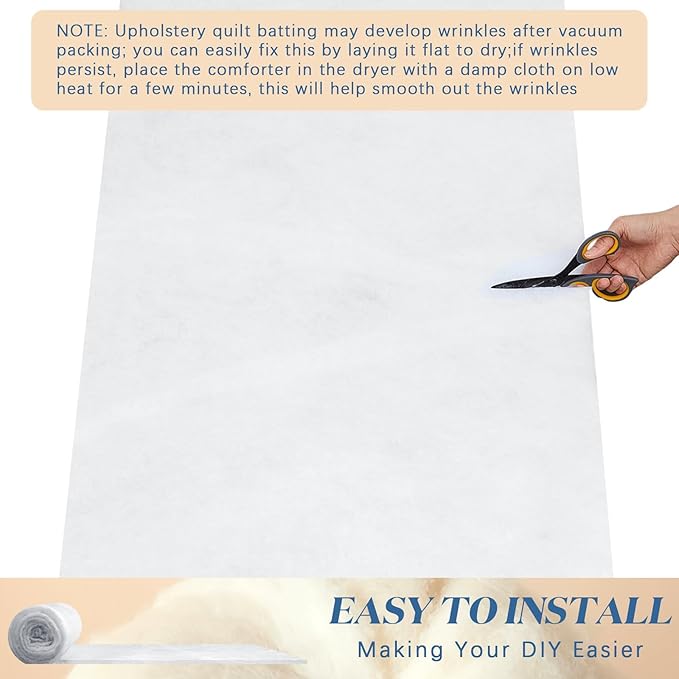 Peryiter 2 Roll Upholstery Quilt Batting 36 Inch x 5 Yard x 0.4 Inch Polyester Batting Multipurpose Fiberfill Stuffing Fabric for Cushion Pillows Bedspreads Interior Decoration Crafts