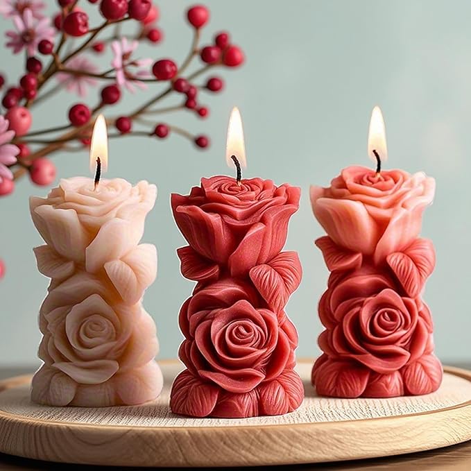 Rose Bouquet Silicone Molds, 3D Rose Resin Candle Molds, Silicone Molds for DIY Handmade Soaps, Clay Craft, Epoxy Resin Crafts, Birthday Gifts, Valentine's Day Gifts & Home Decorations(A)