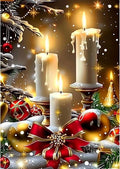 SENQAO Candles Diamond Art Kits for Adult, Christmas Candles Diamond Painting Kits for Beginners, DIY Full Drill Winter Holdiay Rhinestone Diamond Dots Gem Painting Art Craft Home Decor 12 x16 Inch