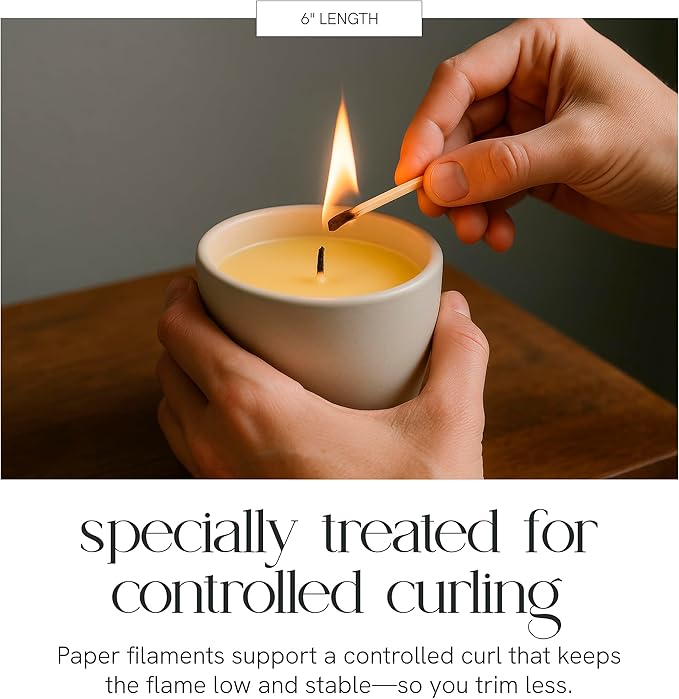6" Eco Candle Making Wicks, Self-Trimming Design, Coreless Cotton Wicks for Candle Making, Ideal for DIY, Ideal for Low Melt-Point Waxes, Size ECO-1, Pack of 100