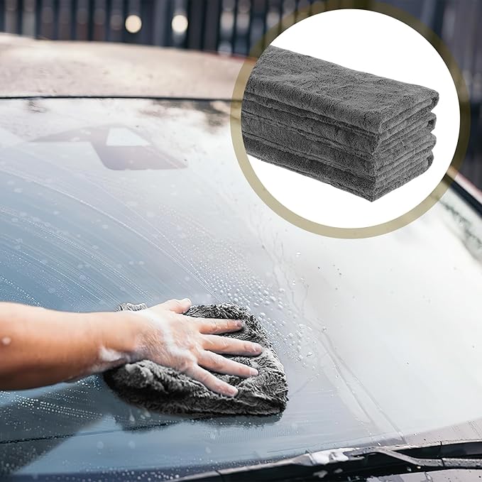 4 Pcs Extra Large Microfiber Cleaning Cloth, 30"x20" Washable Reusable Floor Cloth for Squeegee Mop House Floor Kitchen Car Window Highly Absorbent, Lint and Streak Free (Grey)