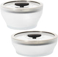 Anyday 4-Pc Microwave Cookware & Glass Food Storage Set with Glass Lids | Medium Plastic-Free Containers | Stackable Steamer with Vented Lid for Microwave-Safe Reheating & Steaming Vegetables, Rice