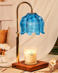 Blue Candle Warmer Lamp with Timer Dimmable, Adjustable Height Mothers Day Birthday Gifts for Women Mom, House Warming Gifts New Home Room Decor, Lotus Flower Candle Lamp Warmer for Jar Candle